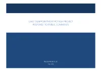 Lake Disappointment Potash Project Response to Public Comments
