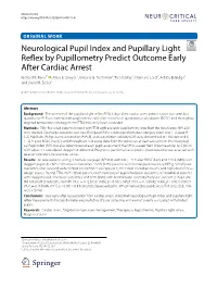 Neurological Pupil Index and Pupillary Light Reflex by Pupillometry