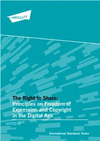 Principles on Freedom of Expression and Copyright in the Digital Age 2013