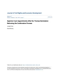 Supreme Court Appointments After the Thomas Nomination: Reforming the Confirmation Process