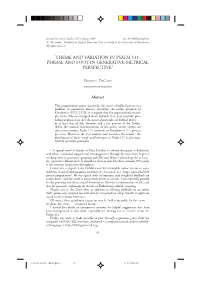 Theme and Variation in Psalm 111: Phrase and Foot in Generative-Metrical Perspective1
