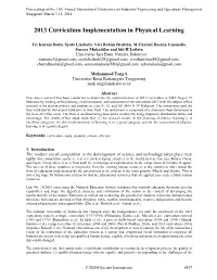 2013 Curriculum Implementation in Physical Learning