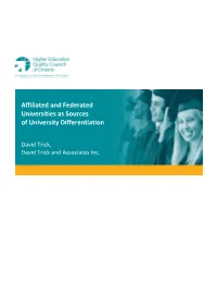 Affiliated and Federated Universities As Sources of University Differentiation