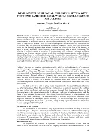 Development of Bilingual Children's Fiction with the Theme Jambinese Local Wisdom, Local Language and Culture