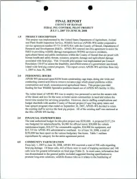 Final Report, County of Hawaii, Feral Pig Control Pilot Project, July 1
