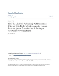How the Uniform Partnership Act Determines Ultimate Liability for A