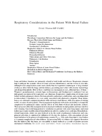 Respiratory Considerations in the Patient with Renal Failure
