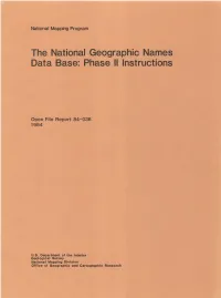 The National Geographic Names Data Base: Phase II Instructions