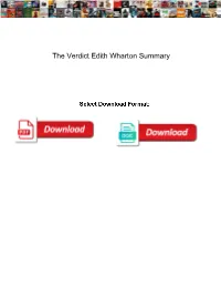 The Verdict Edith Wharton Summary