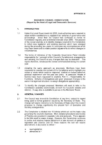 Appendix a Review of Council Constitution