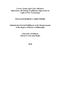 Covert Action and Cyber Offensive Operations: Revisiting Traditional Approaches in Light of New Technology