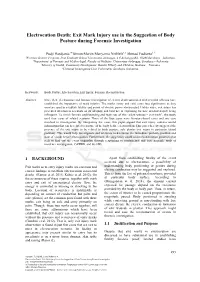 Electrocution Death: Exit Mark Injury Use in the Suggestion of Body Posture During Forensic Investigation