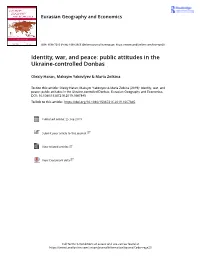 Identity, War, and Peace: Public Attitudes in the Ukraine-Controlled Donbas