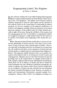 Reappropriating Luther's Two Kingdoms by CRAIG L