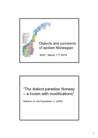 SAS1 6.Dialects and Sociolects of Spoken Norwegian