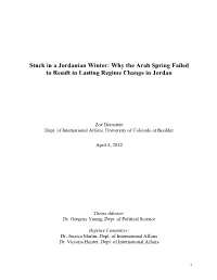 Stuck in a Jordanian Winter: Why the Arab Spring Failed to Result in Lasting Regime Change in Jordan