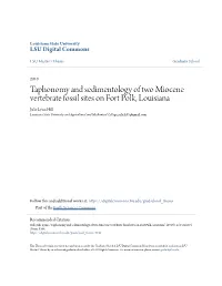 Taphonomy and Sedimentology of Two Miocene Vertebrate Fossil Sites On