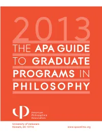 The APA Guide to Graduate Programs in Philosophy