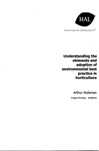 Understanding the Elements and Adoption of Environmental Best Practice in Horticulture