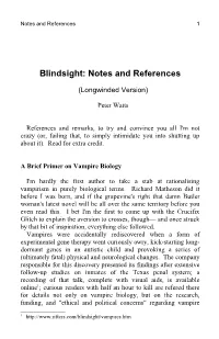 Blindsight: Notes and References