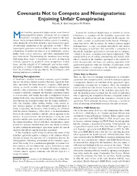 Covenants Not to Compete and Nonsignatories: Enjoining Unfair Conspiracies MICHAEL R