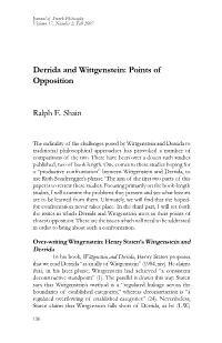 Derrida and Wittgenstein: Points of Opposition