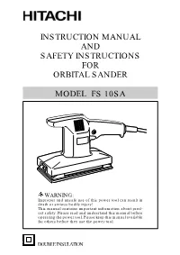 Instruction Manual and Safety Instructions for Orbital Sander