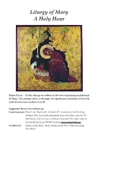 Liturgy of Mary a Holy Hour