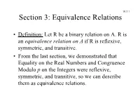Section 3: Equivalence Relations