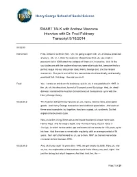 SMART TALK with Andrew Mazzone Interview with Dr. Fred Foldvary Transcript 9/16/2014
