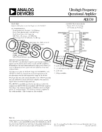 Ultrahigh Frequency Operational Amplifier AD5539