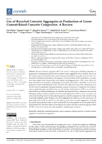 Use of Recycled Concrete Aggregates in Production of Green Cement-Based Concrete Composites: a Review