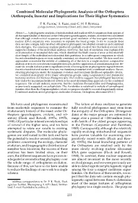 Combined Molecular Phylogenetic Analysis of the Orthoptera