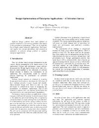 Design Optimizations of Enterprise Applications – a Literature Survey