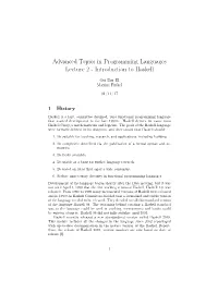 Introduction to Haskell