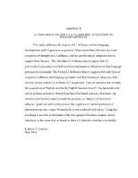 L1 Influence on Adult L2 Learners' Attention To