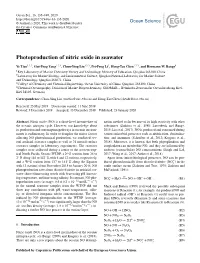 Photoproduction of Nitric Oxide in Seawater
