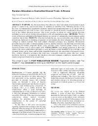 Random Allocation in Controlled Clinical Trials: a Review
