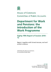 The Introduction of the Work Programme
