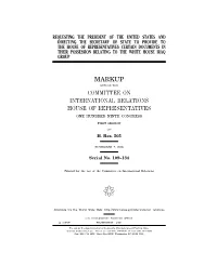 Transcript of Markup of House Resolution of Inquiry
