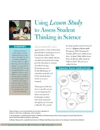 Using Lesson Study to Assess Student Thinking in Science