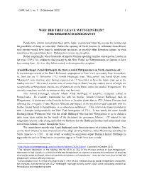 Why Did They Leave Wittgenstein? Pre-Dreisbach Emigrants