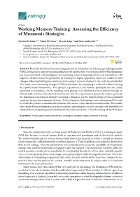 Working Memory Training: Assessing the Efficiency of Mnemonic Strategies