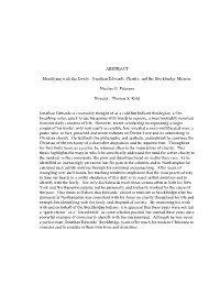 ABSTRACT Identifying with the Lowly: Jonathan Edwards, Charity, and The