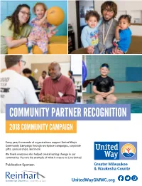 Community Partner Recognition 2018 Community Campaign
