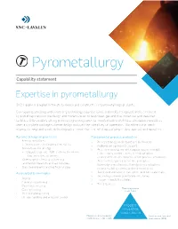Expertise in Pyrometallurgy
