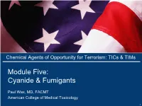 Module Five: Cyanide & Fumigants