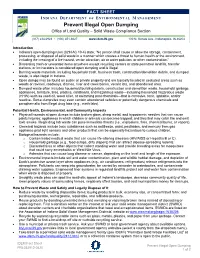 Prevent Illegal Open Dumping Office of Land Quality – Solid Waste Compliance Section