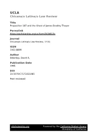 Proposition 187 and the Ghost of James Bradley Thayer