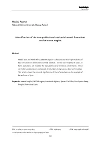 Identification of the Non-Professional Territorial Armed Formations on the MENA Region